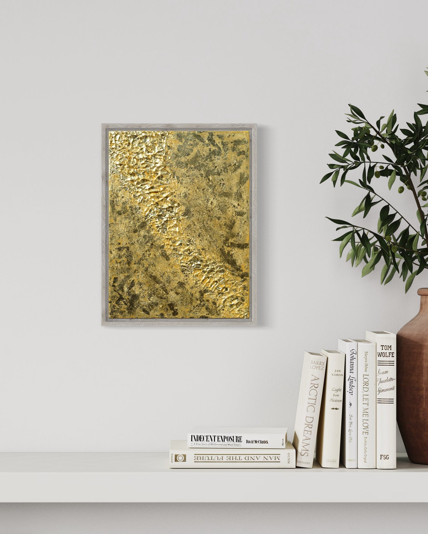 Golden Poppies III | Original Acrylic & Metal Leaf Painting